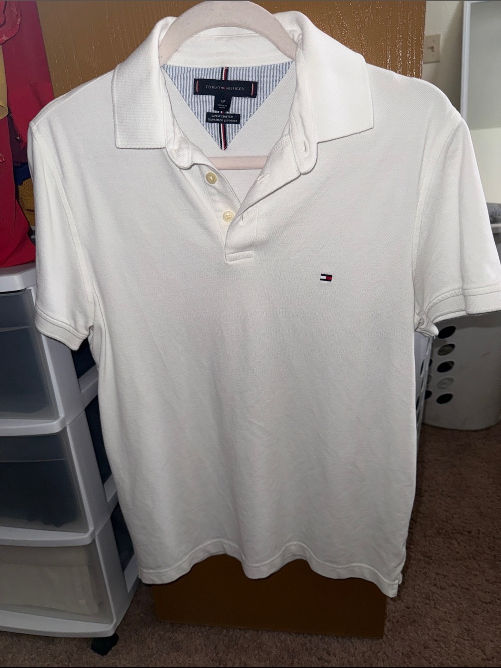 Tommy Hilfiger Men's White Polo with Signature Flag
